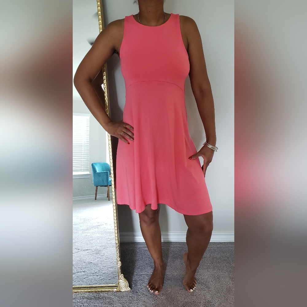 Athleta, Coral-ish pink, Swing circle dress, Small